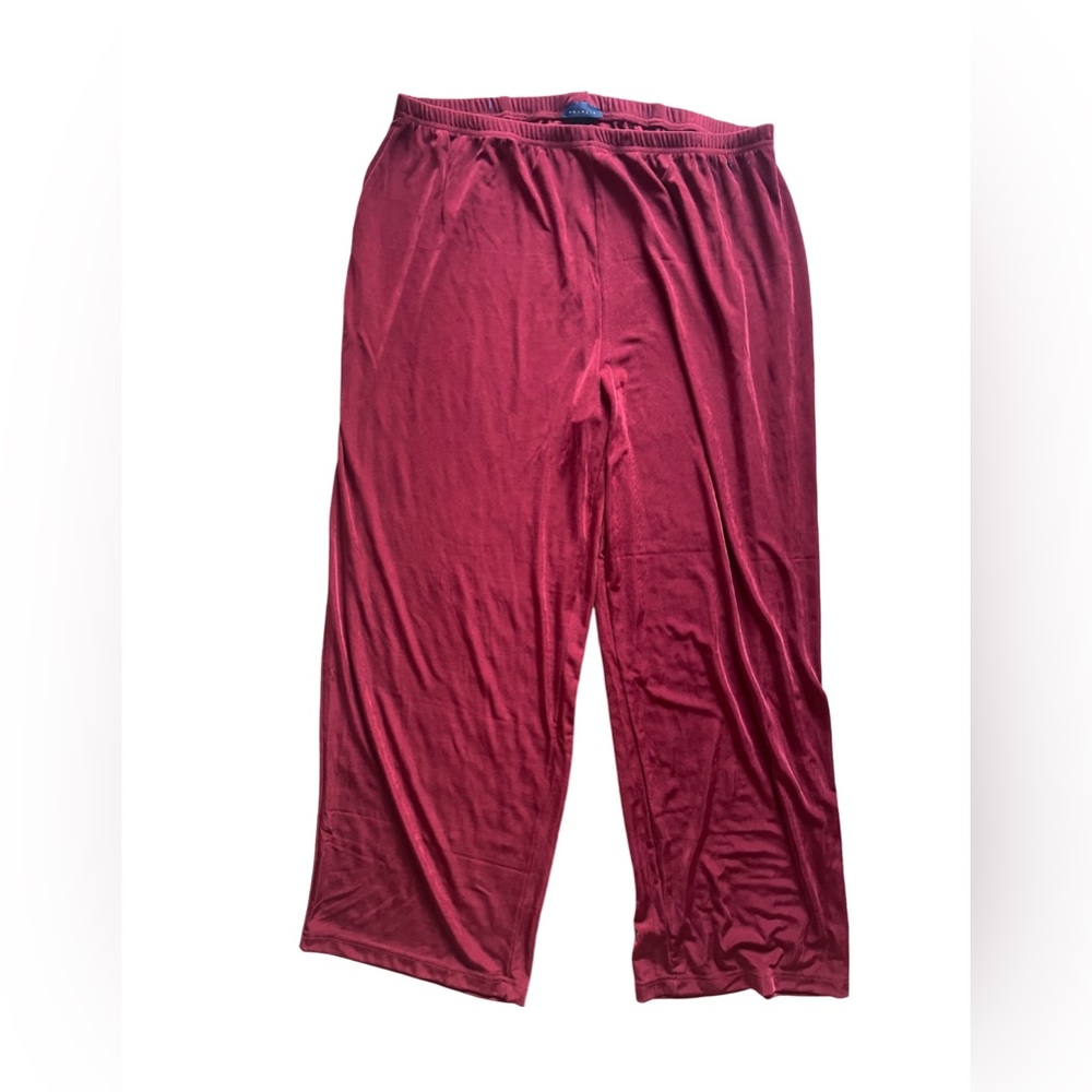Women’s Size 22/24 Maroon Wide Stretch Leg Pants With Elastic Waist